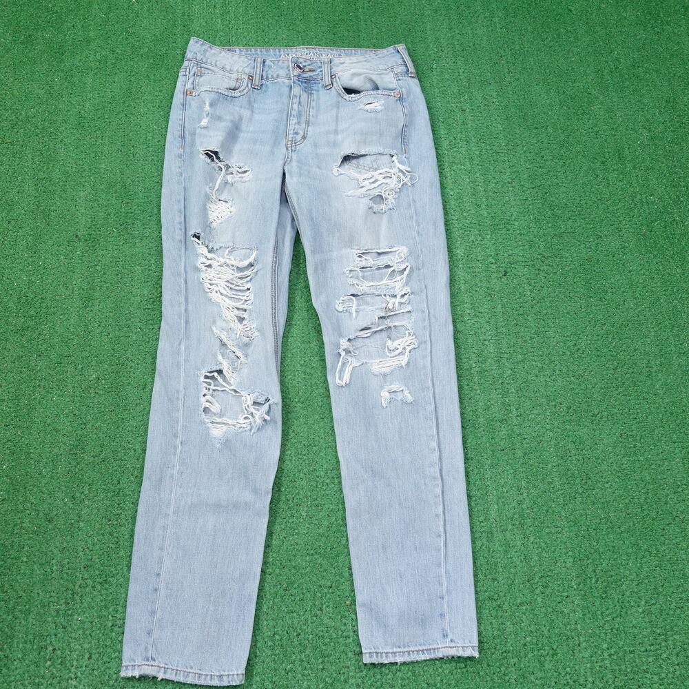 AMERICAN EAGLE TOM GIRL TOMGIRL DISTRESSED DENIM BLUE JEANS WOMENS SIZE 2